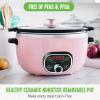 imageGreenLife 6 QT Ceramic Slow Cooker PFASFree Programmable Removable Healthy Nonstick Pot for large families Sear on Stovetop Keep Warm Digital Timer Dishwasher Safe Glass Lid ampamp Crock BluePink
