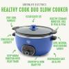 imageGreenLife 6 QT Ceramic Slow Cooker PFASFree Programmable Removable Healthy Nonstick Pot for large families Sear on Stovetop Keep Warm Digital Timer Dishwasher Safe Glass Lid ampamp Crock BlueNight Blue