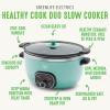 imageGreenLife 6 QT Ceramic Slow Cooker PFASFree Programmable Removable Healthy Nonstick Pot for large families Sear on Stovetop Keep Warm Digital Timer Dishwasher Safe Glass Lid ampamp Crock BlueTurquoise