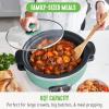 imageGreenLife 6 QT Ceramic Slow Cooker PFASFree Programmable Removable Healthy Nonstick Pot for large families Sear on Stovetop Keep Warm Digital Timer Dishwasher Safe Glass Lid ampamp Crock BlueTurquoise