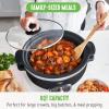 imageGreenLife 6 QT Ceramic Slow Cooker PFASFree Programmable Removable Healthy Nonstick Pot for large families Sear on Stovetop Keep Warm Digital Timer Dishwasher Safe Glass Lid ampamp Crock BlueBlack