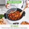 imageGreenLife 6 QT Ceramic Slow Cooker PFASFree Programmable Removable Healthy Nonstick Pot for large families Sear on Stovetop Keep Warm Digital Timer Dishwasher Safe Glass Lid ampamp Crock BlueWhite