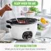 imageGreenLife 6 QT Ceramic Slow Cooker PFASFree Programmable Removable Healthy Nonstick Pot for large families Sear on Stovetop Keep Warm Digital Timer Dishwasher Safe Glass Lid ampamp Crock BlueWhite