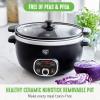 imageGreenLife 6 QT Ceramic Slow Cooker PFASFree Programmable Removable Healthy Nonstick Pot for large families Sear on Stovetop Keep Warm Digital Timer Dishwasher Safe Glass Lid ampamp Crock BlueBlack