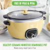 imageGreenLife 6 QT Ceramic Slow Cooker PFASFree Programmable Removable Healthy Nonstick Pot for large families Sear on Stovetop Keep Warm Digital Timer Dishwasher Safe Glass Lid ampamp Crock BlueYellow