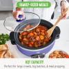imageGreenLife 6 QT Ceramic Slow Cooker PFASFree Programmable Removable Healthy Nonstick Pot for large families Sear on Stovetop Keep Warm Digital Timer Dishwasher Safe Glass Lid ampamp Crock BluePeriwinkle
