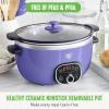imageGreenLife 6 QT Ceramic Slow Cooker PFASFree Programmable Removable Healthy Nonstick Pot for large families Sear on Stovetop Keep Warm Digital Timer Dishwasher Safe Glass Lid ampamp Crock BluePeriwinkle