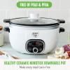 imageGreenLife 6 QT Ceramic Slow Cooker PFASFree Programmable Removable Healthy Nonstick Pot for large families Sear on Stovetop Keep Warm Digital Timer Dishwasher Safe Glass Lid ampamp Crock BlueWhite
