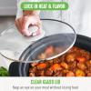 imageGreenLife 6 QT Ceramic Slow Cooker PFASFree Programmable Removable Healthy Nonstick Pot for large families Sear on Stovetop Keep Warm Digital Timer Dishwasher Safe Glass Lid ampamp Crock BlueWhite