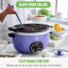 imageGreenLife 6 QT Ceramic Slow Cooker PFASFree Programmable Removable Healthy Nonstick Pot for large families Sear on Stovetop Keep Warm Digital Timer Dishwasher Safe Glass Lid ampamp Crock BluePeriwinkle