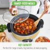 imageGreenLife 6 QT Ceramic Slow Cooker PFASFree Programmable Removable Healthy Nonstick Pot for large families Sear on Stovetop Keep Warm Digital Timer Dishwasher Safe Glass Lid ampamp Crock BlueYellow