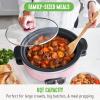 imageGreenLife 6 QT Ceramic Slow Cooker PFASFree Programmable Removable Healthy Nonstick Pot for large families Sear on Stovetop Keep Warm Digital Timer Dishwasher Safe Glass Lid ampamp Crock BluePink