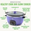 imageGreenLife 6 QT Ceramic Slow Cooker PFASFree Programmable Removable Healthy Nonstick Pot for large families Sear on Stovetop Keep Warm Digital Timer Dishwasher Safe Glass Lid ampamp Crock BluePeriwinkle