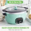 imageGreenLife 6 QT Ceramic Slow Cooker PFASFree Programmable Removable Healthy Nonstick Pot for large families Sear on Stovetop Keep Warm Digital Timer Dishwasher Safe Glass Lid ampamp Crock BlueTurquoise