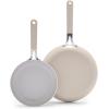 imageGreenLife Dream 10Piece Ceramic Nonstick Cookware Set Pots Frying ampamp Sauce Pans PFASFree ampamp PFOAFree Dishwasher ampamp Oven Safe StayCool Handles Durable Aluminum Body Versatile Cooking Blue HazeTaupe