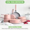 imageGreenLife Dream 10Piece Ceramic Nonstick Cookware Set Pots Frying ampamp Sauce Pans PFASFree ampamp PFOAFree Dishwasher ampamp Oven Safe StayCool Handles Durable Aluminum Body Versatile Cooking Blue HazeDusty Pink