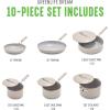 imageGreenLife Dream 10Piece Ceramic Nonstick Cookware Set Pots Frying ampamp Sauce Pans PFASFree ampamp PFOAFree Dishwasher ampamp Oven Safe StayCool Handles Durable Aluminum Body Versatile Cooking Blue HazeTaupe