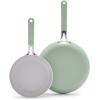 imageGreenLife Dream 10Piece Ceramic Nonstick Cookware Set Pots Frying ampamp Sauce Pans PFASFree ampamp PFOAFree Dishwasher ampamp Oven Safe StayCool Handles Durable Aluminum Body Versatile Cooking Blue HazeSage Green