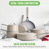 imageGreenLife Dream 10Piece Ceramic Nonstick Cookware Set Pots Frying ampamp Sauce Pans PFASFree ampamp PFOAFree Dishwasher ampamp Oven Safe StayCool Handles Durable Aluminum Body Versatile Cooking Blue HazeTaupe