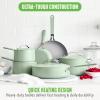imageGreenLife Dream 10Piece Ceramic Nonstick Cookware Set Pots Frying ampamp Sauce Pans PFASFree ampamp PFOAFree Dishwasher ampamp Oven Safe StayCool Handles Durable Aluminum Body Versatile Cooking Blue HazeSage Green