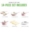 imageGreenLife Soft Grip 16 Piece Cookware Set NonToxic PFASFree Ceramic Nonstick Frying Sauce Saute Utensils Glass Lids StayCool Handles Wobble Free Dishwasher ampamp Oven Safe Black DiamondSoft Pink