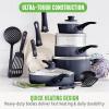 imageGreenLife Soft Grip 16 Piece Cookware Set NonToxic PFASFree Ceramic Nonstick Frying Sauce Saute Utensils Glass Lids StayCool Handles Wobble Free Dishwasher ampamp Oven Safe Black DiamondBlack