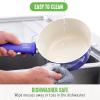 imageGreenLife Soft Grip 16 Piece Cookware Set NonToxic PFASFree Ceramic Nonstick Frying Sauce Saute Utensils Glass Lids StayCool Handles Wobble Free Dishwasher ampamp Oven Safe Black DiamondPeriwinkle