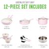 imageGreenLife Soft Grip 16 Piece Cookware Set NonToxic PFASFree Ceramic Nonstick Frying Sauce Saute Utensils Glass Lids StayCool Handles Wobble Free Dishwasher ampamp Oven Safe Black DiamondSoft Pink