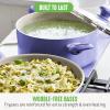 imageGreenLife Soft Grip 16 Piece Cookware Set NonToxic PFASFree Ceramic Nonstick Frying Sauce Saute Utensils Glass Lids StayCool Handles Wobble Free Dishwasher ampamp Oven Safe Black DiamondPeriwinkle