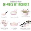 imageGreenLife Soft Grip 16 Piece Cookware Set NonToxic PFASFree Ceramic Nonstick Frying Sauce Saute Utensils Glass Lids StayCool Handles Wobble Free Dishwasher ampamp Oven Safe Black DiamondSoft Pink