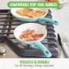 imageGreenLife Soft Grip 16 Piece Cookware Set NonToxic PFASFree Ceramic Nonstick Frying Sauce Saute Utensils Glass Lids StayCool Handles Wobble Free Dishwasher ampamp Oven Safe Black DiamondTurquoise