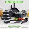 imageGreenLife Soft Grip 16 Piece Cookware Set NonToxic PFASFree Ceramic Nonstick Frying Sauce Saute Utensils Glass Lids StayCool Handles Wobble Free Dishwasher ampamp Oven Safe Black DiamondBlack Diamond