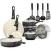 imageGreenLife Soft Grip 16 Piece Cookware Set NonToxic PFASFree Ceramic Nonstick Frying Sauce Saute Utensils Glass Lids StayCool Handles Wobble Free Dishwasher ampamp Oven Safe Black DiamondBlack