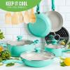imageGreenLife Soft Grip 16 Piece Cookware Set NonToxic PFASFree Ceramic Nonstick Frying Sauce Saute Utensils Glass Lids StayCool Handles Wobble Free Dishwasher ampamp Oven Safe Black DiamondTurquoise
