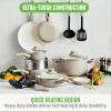 imageGreenLife Soft Grip 16 Piece Cookware Set NonToxic PFASFree Ceramic Nonstick Frying Sauce Saute Utensils Glass Lids StayCool Handles Wobble Free Dishwasher ampamp Oven Safe Black DiamondTaupe