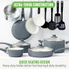 imageGreenLife Soft Grip 16 Piece Cookware Set NonToxic PFASFree Ceramic Nonstick Frying Sauce Saute Utensils Glass Lids StayCool Handles Wobble Free Dishwasher ampamp Oven Safe Black DiamondQuartz Grey