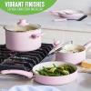 imageGreenLife Soft Grip 16 Piece Cookware Set NonToxic PFASFree Ceramic Nonstick Frying Sauce Saute Utensils Glass Lids StayCool Handles Wobble Free Dishwasher ampamp Oven Safe Black DiamondSoft Pink