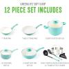 imageGreenLife Soft Grip 16 Piece Cookware Set NonToxic PFASFree Ceramic Nonstick Frying Sauce Saute Utensils Glass Lids StayCool Handles Wobble Free Dishwasher ampamp Oven Safe Black DiamondTurquoise