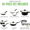 imageGreenLife Soft Grip 16 Piece Cookware Set NonToxic PFASFree Ceramic Nonstick Frying Sauce Saute Utensils Glass Lids StayCool Handles Wobble Free Dishwasher ampamp Oven Safe Black DiamondBlack
