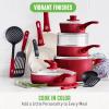 imageGreenLife Soft Grip 16 Piece Cookware Set NonToxic PFASFree Ceramic Nonstick Frying Sauce Saute Utensils Glass Lids StayCool Handles Wobble Free Dishwasher ampamp Oven Safe Black DiamondRed