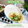imageGreenLife Soft Grip 16 Piece Cookware Set NonToxic PFASFree Ceramic Nonstick Frying Sauce Saute Utensils Glass Lids StayCool Handles Wobble Free Dishwasher ampamp Oven Safe Black DiamondCaribbean Blue