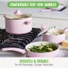 imageGreenLife Soft Grip 16 Piece Cookware Set NonToxic PFASFree Ceramic Nonstick Frying Sauce Saute Utensils Glass Lids StayCool Handles Wobble Free Dishwasher ampamp Oven Safe Black DiamondSoft Pink