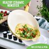 imageGreenLife Soft Grip 16 Piece Cookware Set NonToxic PFASFree Ceramic Nonstick Frying Sauce Saute Utensils Glass Lids StayCool Handles Wobble Free Dishwasher ampamp Oven Safe Black DiamondYellow