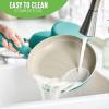 imageGreenLife Soft Grip 16 Piece Cookware Set NonToxic PFASFree Ceramic Nonstick Frying Sauce Saute Utensils Glass Lids StayCool Handles Wobble Free Dishwasher ampamp Oven Safe Black DiamondTurquoise