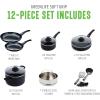 imageGreenLife Soft Grip 16 Piece Cookware Set NonToxic PFASFree Ceramic Nonstick Frying Sauce Saute Utensils Glass Lids StayCool Handles Wobble Free Dishwasher ampamp Oven Safe Black DiamondBlack