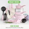 imageGreenLife Soft Grip 16 Piece Cookware Set NonToxic PFASFree Ceramic Nonstick Frying Sauce Saute Utensils Glass Lids StayCool Handles Wobble Free Dishwasher ampamp Oven Safe Black DiamondSoft Pink