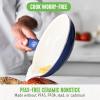 imageGreenLife Soft Grip 16 Piece Cookware Set NonToxic PFASFree Ceramic Nonstick Frying Sauce Saute Utensils Glass Lids StayCool Handles Wobble Free Dishwasher ampamp Oven Safe Black DiamondBlue