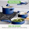 imageGreenLife Soft Grip 16 Piece Cookware Set NonToxic PFASFree Ceramic Nonstick Frying Sauce Saute Utensils Glass Lids StayCool Handles Wobble Free Dishwasher ampamp Oven Safe Black DiamondBlue