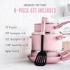 imageGreenLife Soft Grip 16 Piece Cookware Set NonToxic PFASFree Ceramic Nonstick Frying Sauce Saute Utensils Glass Lids StayCool Handles Wobble Free Dishwasher ampamp Oven Safe Black DiamondSoft Pink
