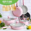 imageGreenLife Soft Grip 16 Piece Cookware Set NonToxic PFASFree Ceramic Nonstick Frying Sauce Saute Utensils Glass Lids StayCool Handles Wobble Free Dishwasher ampamp Oven Safe Black DiamondSoft Pink